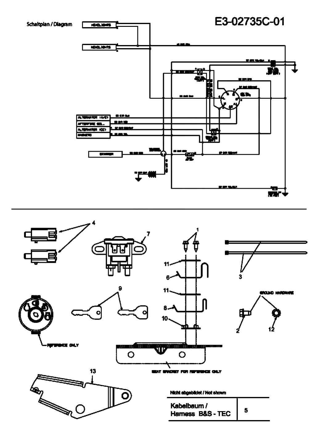 MTD Артикул 13AT793G478 (год выпуска 2008). Электрические детали