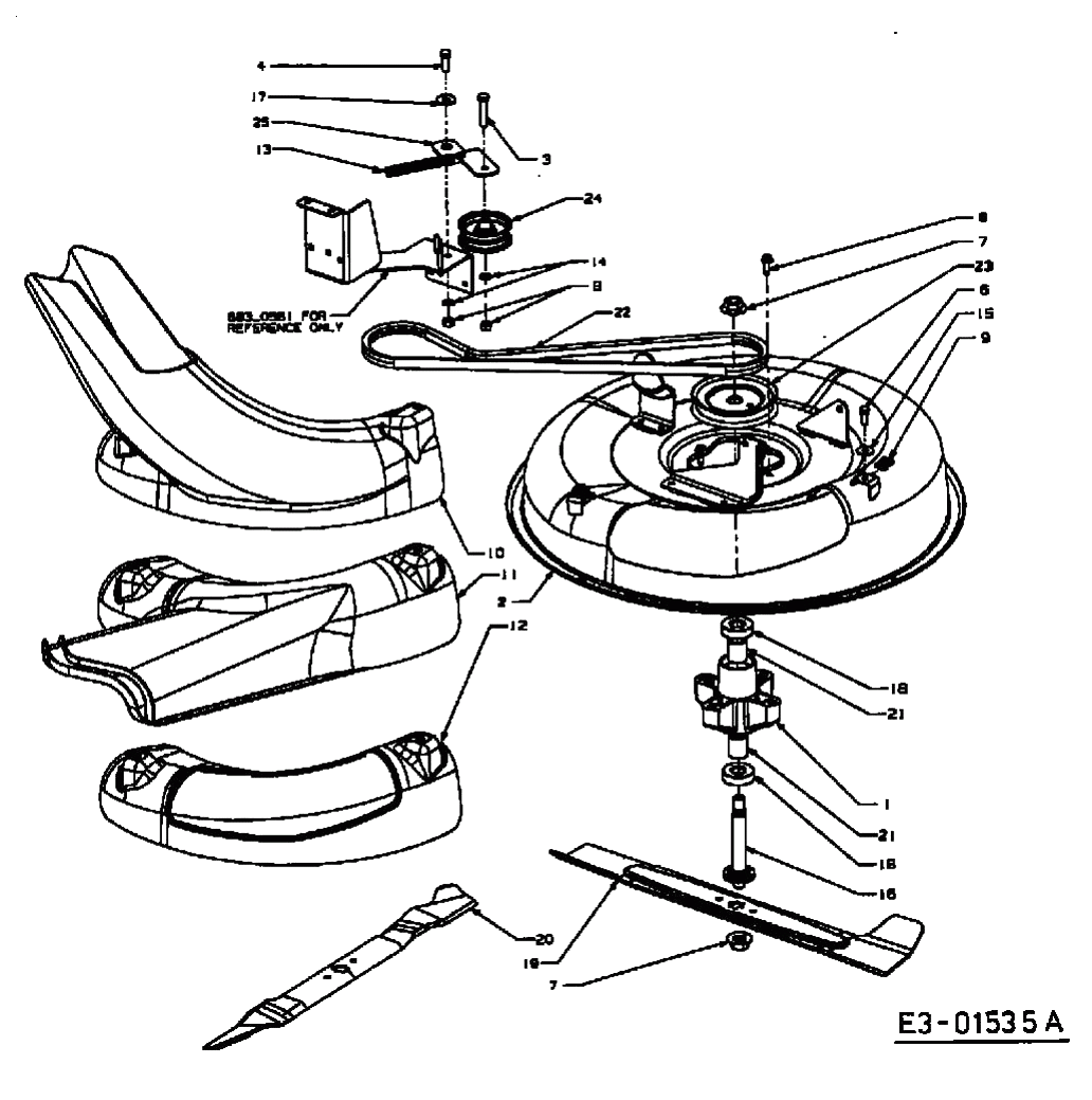 MTD Артикул 13A6064-678 (год выпуска 2001). Дека газонокосилки 60,5cm, 3 in 1