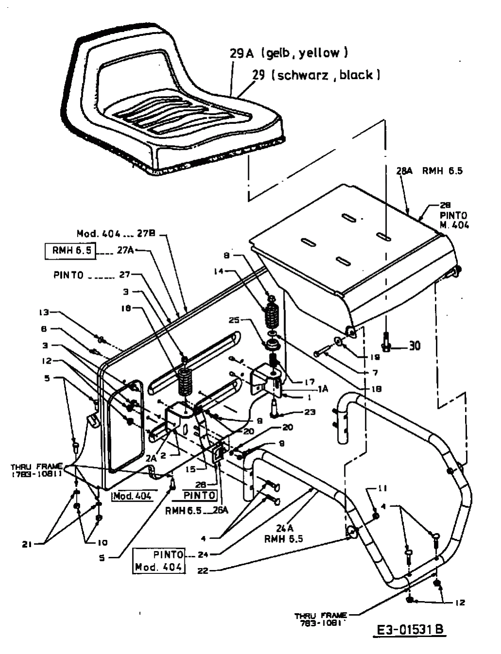 MTD Артикул 13A6064-678 (год выпуска 2001). Сиденье, Сиденье bracket