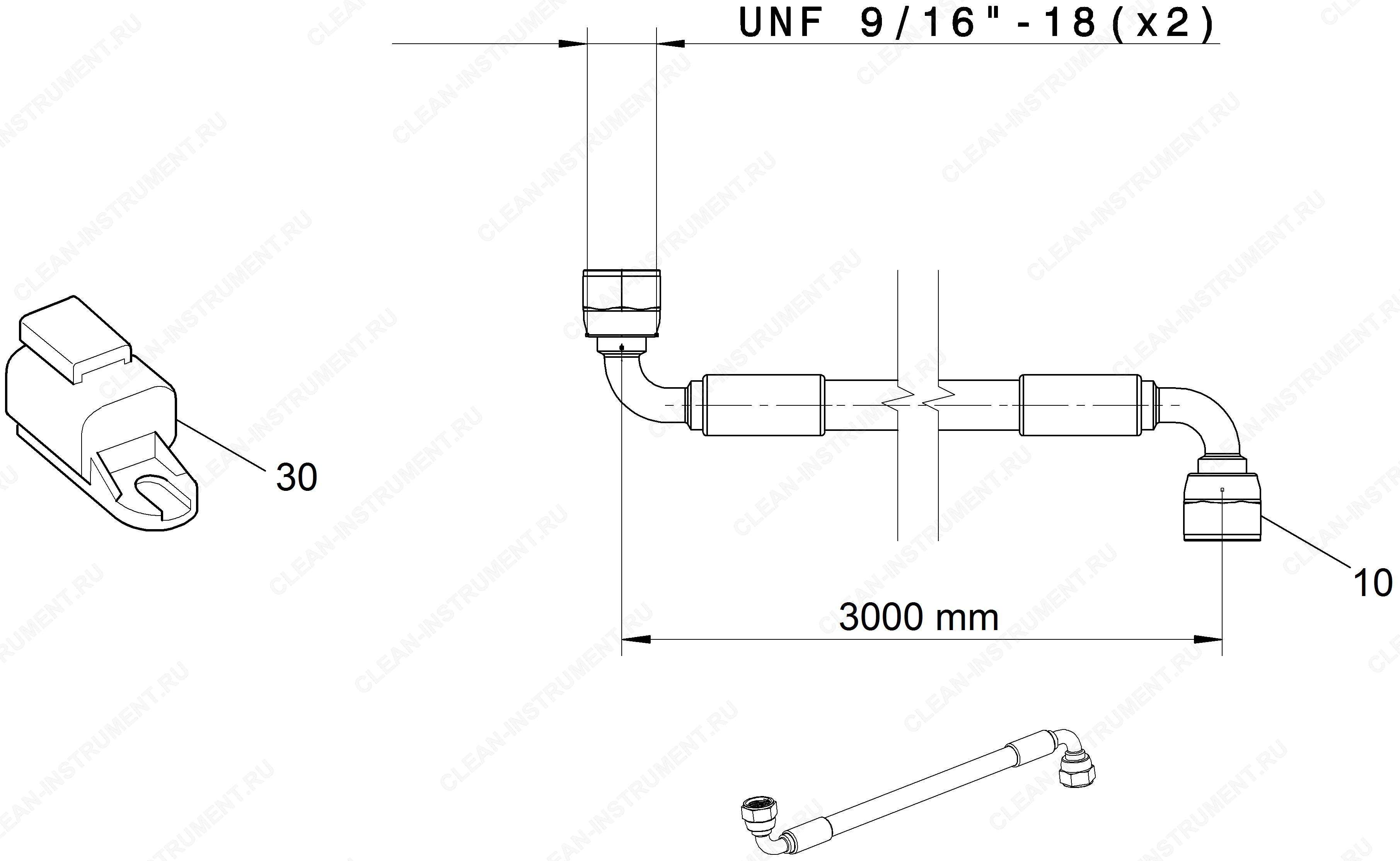 Hабор для шланга тройной позади 1x dw h (2.851-710.7)