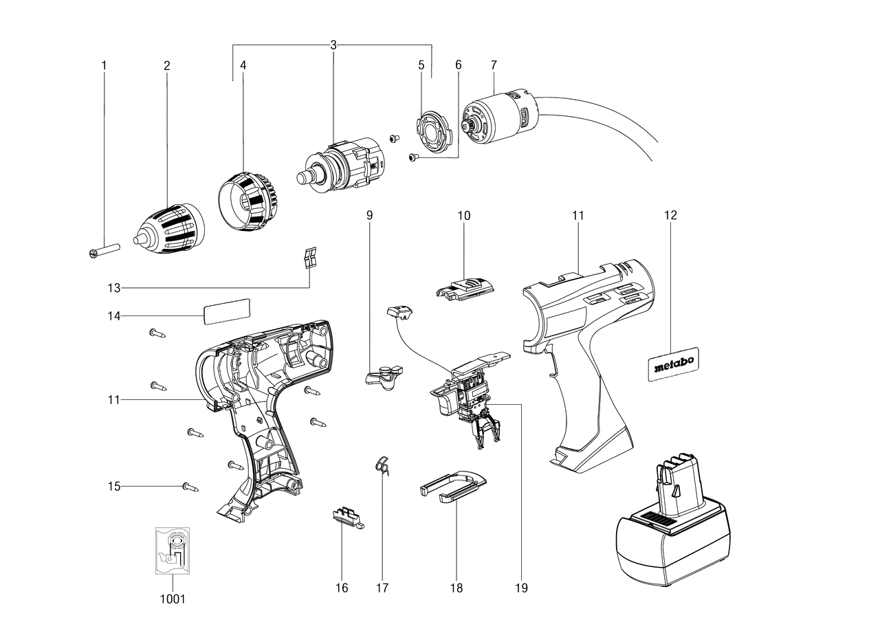 ЗАПЧАСТИ ДЛЯ ДРЕЛИ-ШУРУПОВЕРТА (ВИНТОВЕРТА) АККУМУЛЯТОРНОГО METABO BSZ 14.4 IMPULS (ТИП 02165000)