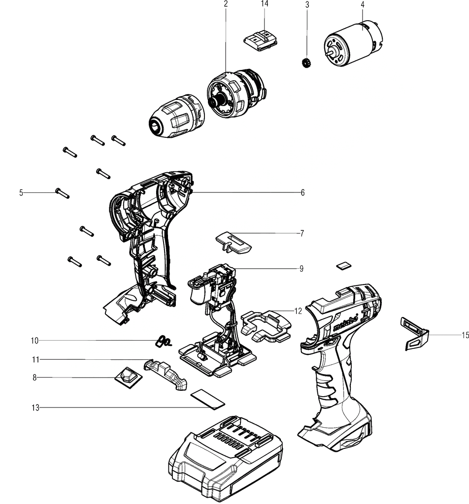 ЗАПЧАСТИ ДЛЯ ДРЕЛИ-ШУРУПОВЕРТА (ВИНТОВЕРТА) АККУМУЛЯТОРНОГО METABO BS 14.4 QUICK (ТИП 02202000)
