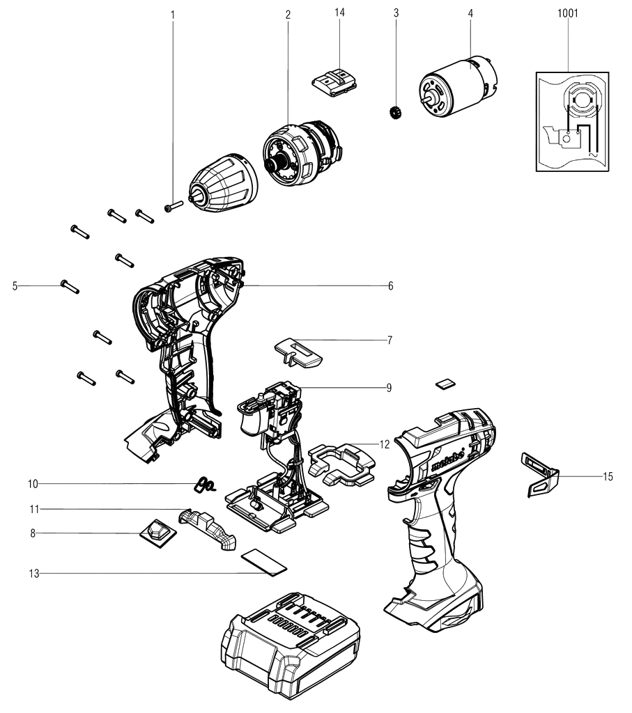 ЗАПЧАСТИ ДЛЯ ДРЕЛИ-ШУРУПОВЕРТА (ВИНТОВЕРТА) АККУМУЛЯТОРНОГО METABO BS 14.4 SET (6.02206.88) (ТИП 02206000)