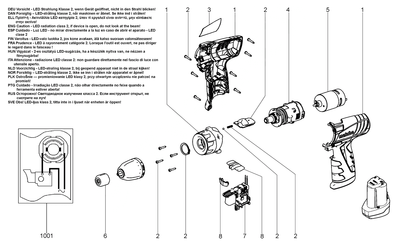 ЗАПЧАСТИ ДЛЯ ДРЕЛИ-ШУРУПОВЕРТА (ВИНТОВЕРТА) АККУМУЛЯТОРНОГО METABO POWERMAXX BS (ТИП 00092000)