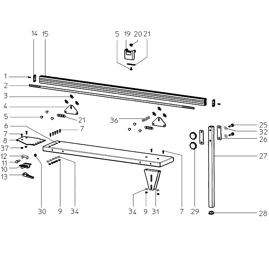 ЗАПЧАСТИ ДЛЯ УДЛИНЕНИЯ СТОЛА 1600 ММ METABO R-KGS305 (ТИП 0910061895 10)