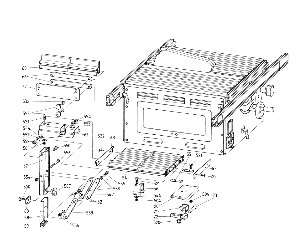 ЗАПЧАСТИ ДЛЯ УДЛИНЕНИЯ СТОЛА METABO UK220/PK200-255/HC3 (ТИП 0910018469 10)