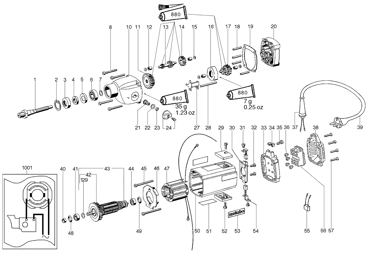 ЗАПЧАСТИ ДЛЯ ДРЕЛИ ЭЛЕКТРИЧЕСКОЙ METABO B 805/2 S (ТИП 00805000)