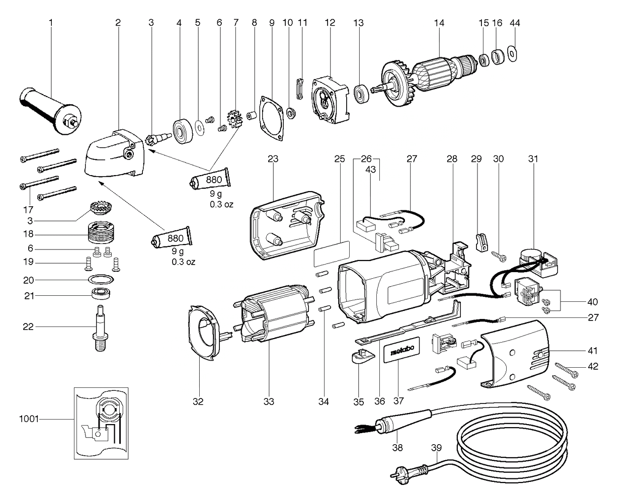 ЗАПЧАСТИ ДЛЯ ДРЕЛИ ЭЛЕКТРИЧЕСКОЙ METABO WBE 700 (6.00512.00) (ТИП 00512000)