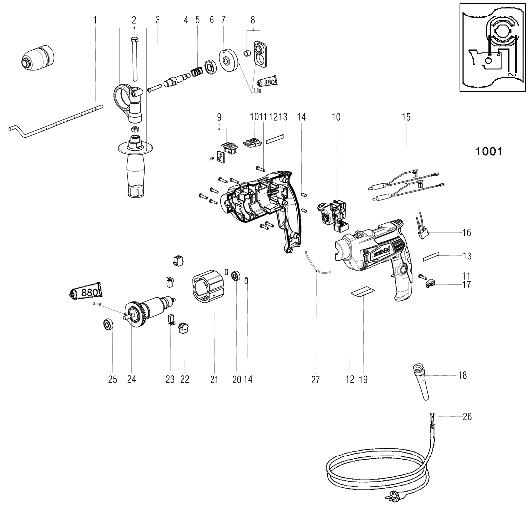 ЗАПЧАСТИ ДЛЯ ДРЕЛИ ЭЛЕКТРИЧЕСКОЙ УДАРНОЙ METABO SBE 650 IMPULS (6.00672.00) (ТИП 00672000)