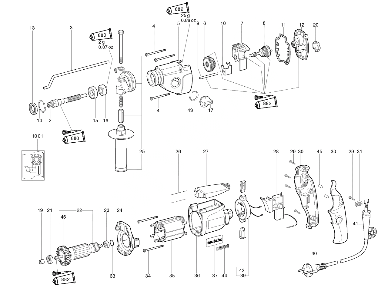 ЗАПЧАСТИ ДЛЯ ДРЕЛИ ЭЛЕКТРИЧЕСКОЙ УДАРНОЙ METABO SB 660 (ТИП 00660000)