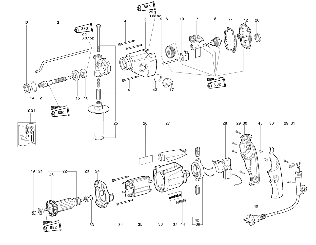 ЗАПЧАСТИ ДЛЯ ДРЕЛИ ЭЛЕКТРИЧЕСКОЙ УДАРНОЙ METABO SB 660 (ТИП 00660001)