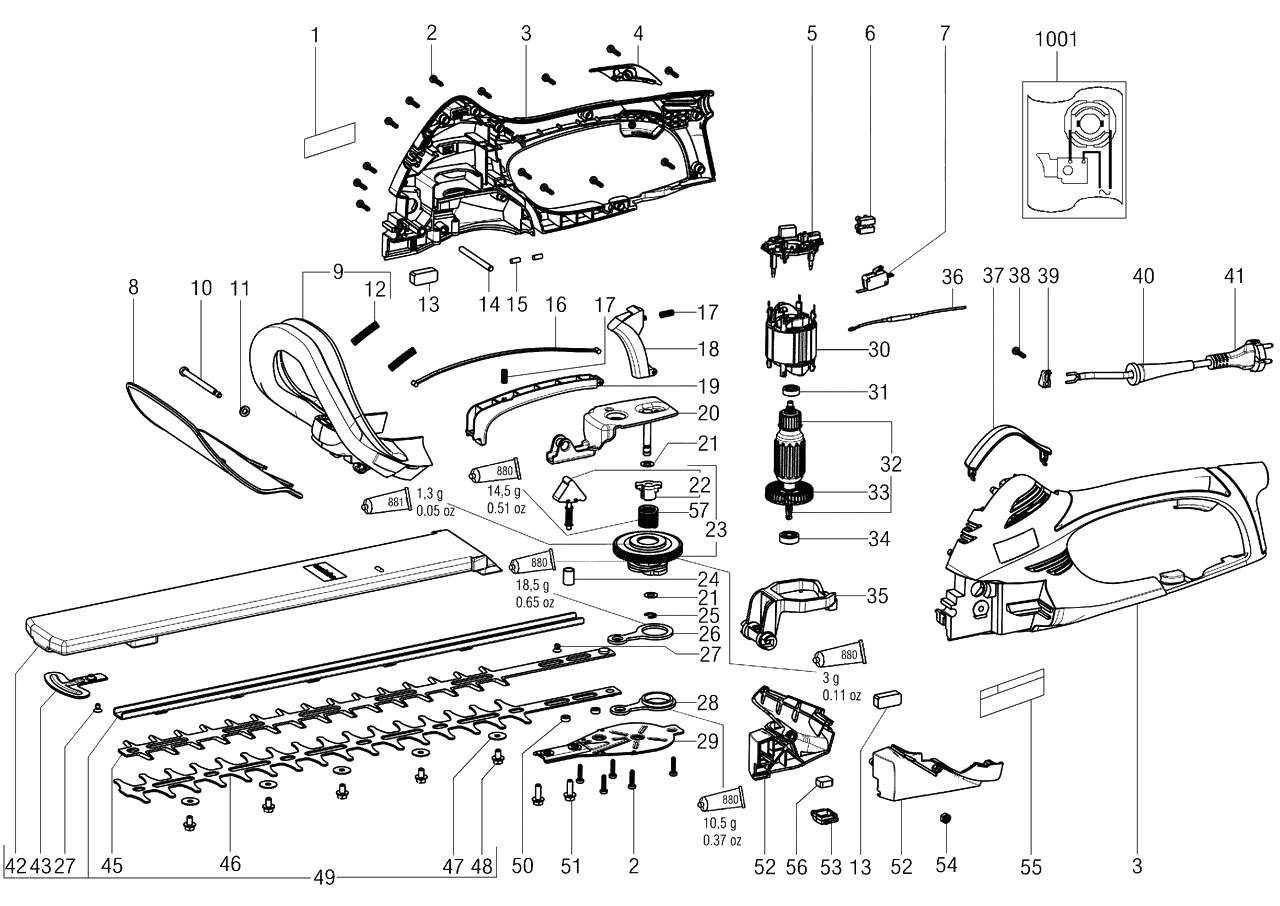 ЗАПЧАСТИ ДЛЯ КУСТОРЕЗА ЭЛЕКТРИЧЕСКОГО METABO HS 8555 (ТИП 08555000)