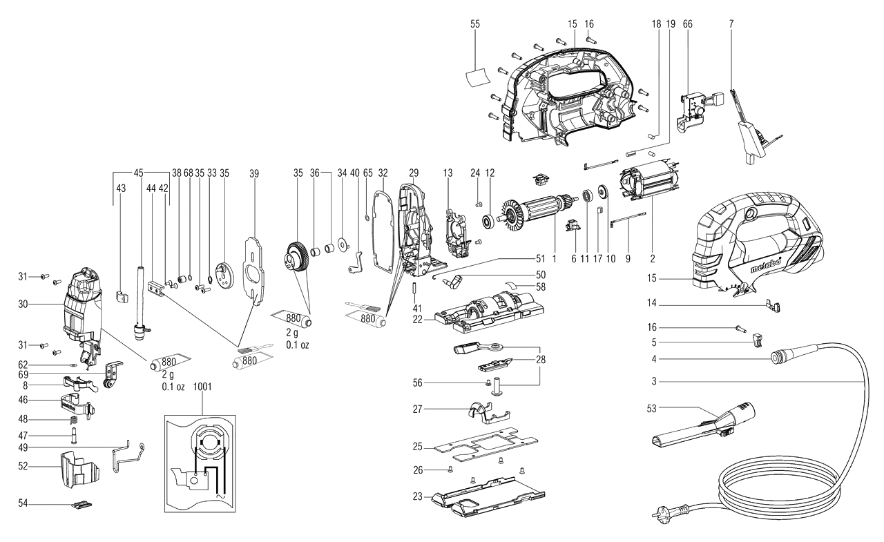 ЗАПЧАСТИ ДЛЯ ЛОБЗИКА ЭЛЕКТРИЧЕСКОГО METABO STEB 140 PLUS (6.01404.50) (ТИП 01404000)