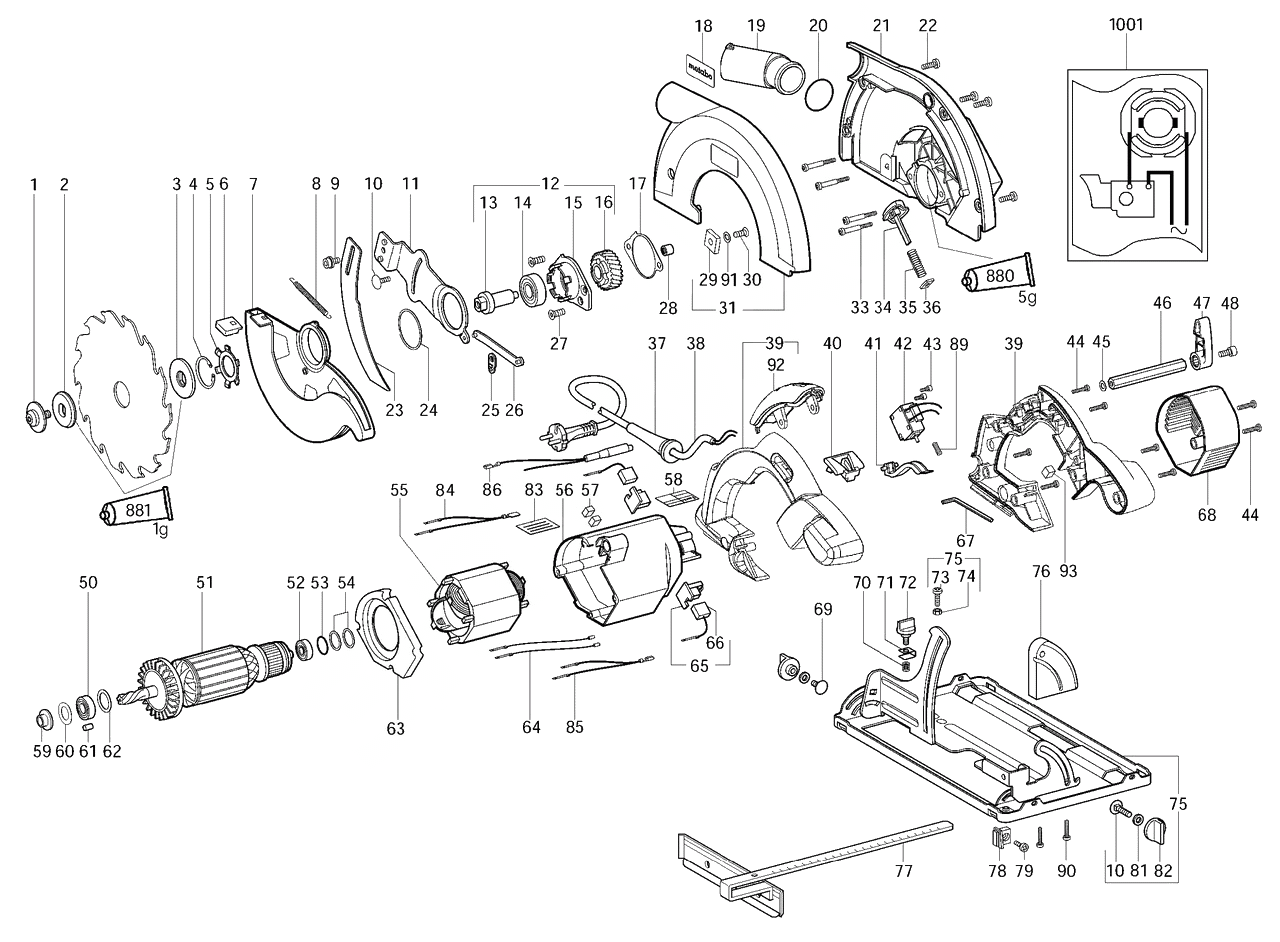 ЗАПЧАСТИ ДЛЯ ПИЛЫ ЭЛЕКТРИЧЕСКОЙ РУЧНОЙ ДИСКОВОЙ METABO KS 66 (6.00542.00) (ТИП 00542000)