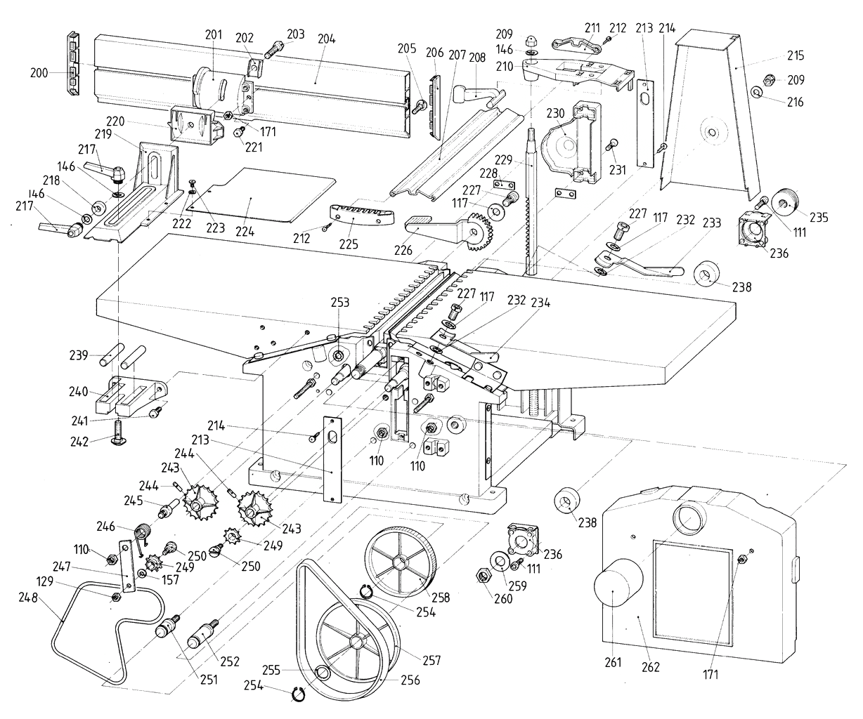 ЗАПЧАСТИ ДЛЯ СТАНКА ЭЛЕКТРИЧЕСКОГО СТРОГАЛЬНОГО (РЕЙСМУСА) METABO HC 260 K/3.10 WNB (ТИП 0112026053 11) (ЧАСТЬ 3)