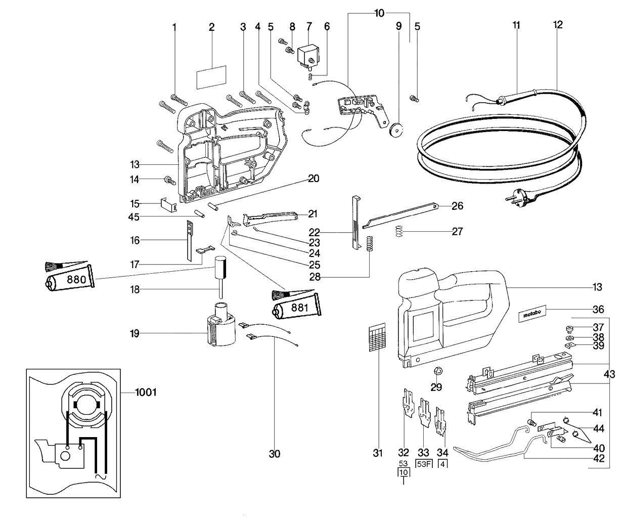 ЗАПЧАСТИ ДЛЯ СТЕПЛЕРА ЭЛЕКТРИЧЕСКОГО METABO TA E 2019 (6.02019.00) (ТИП 02019001)