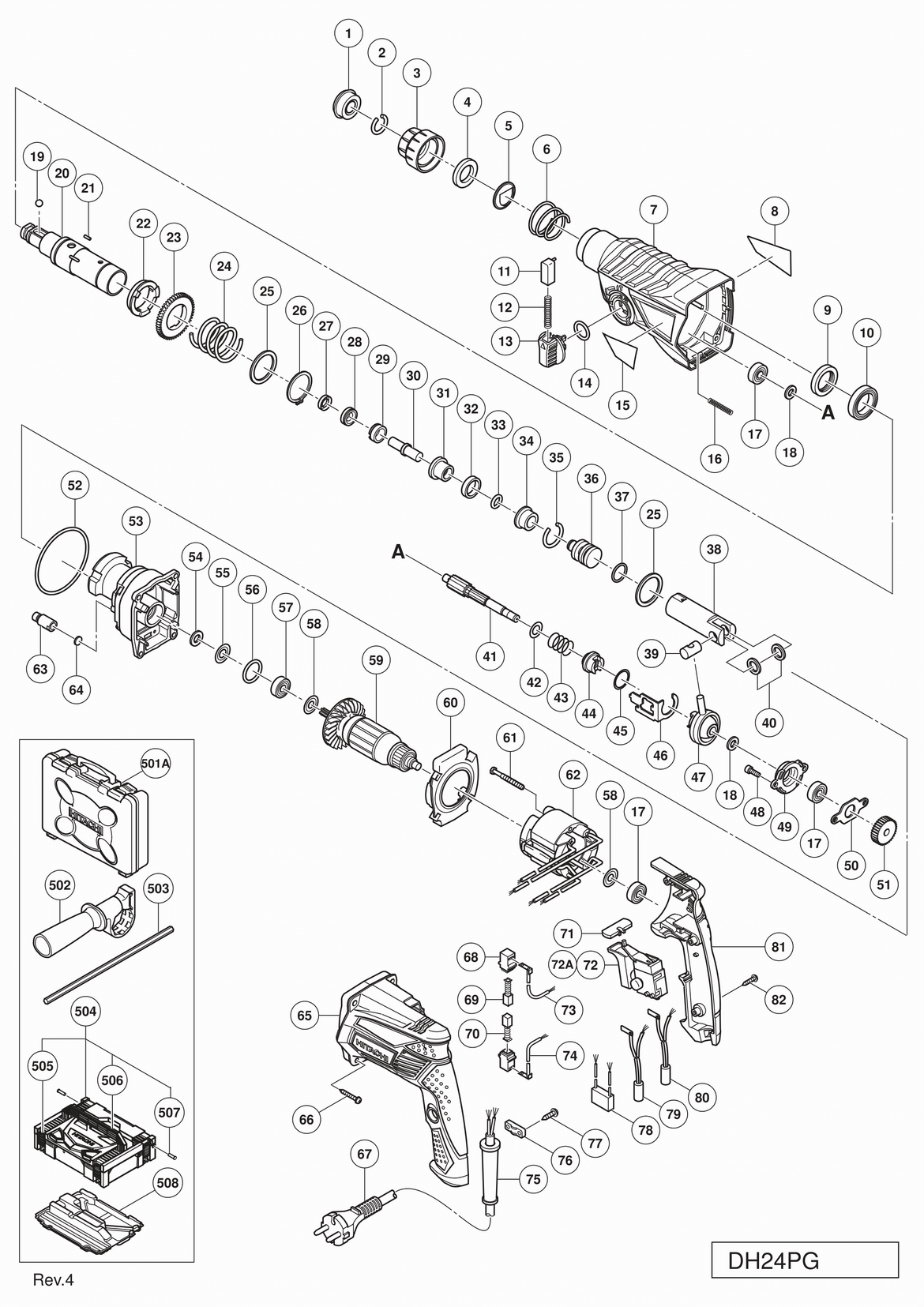 Перфоратор Hitachi DH24PG