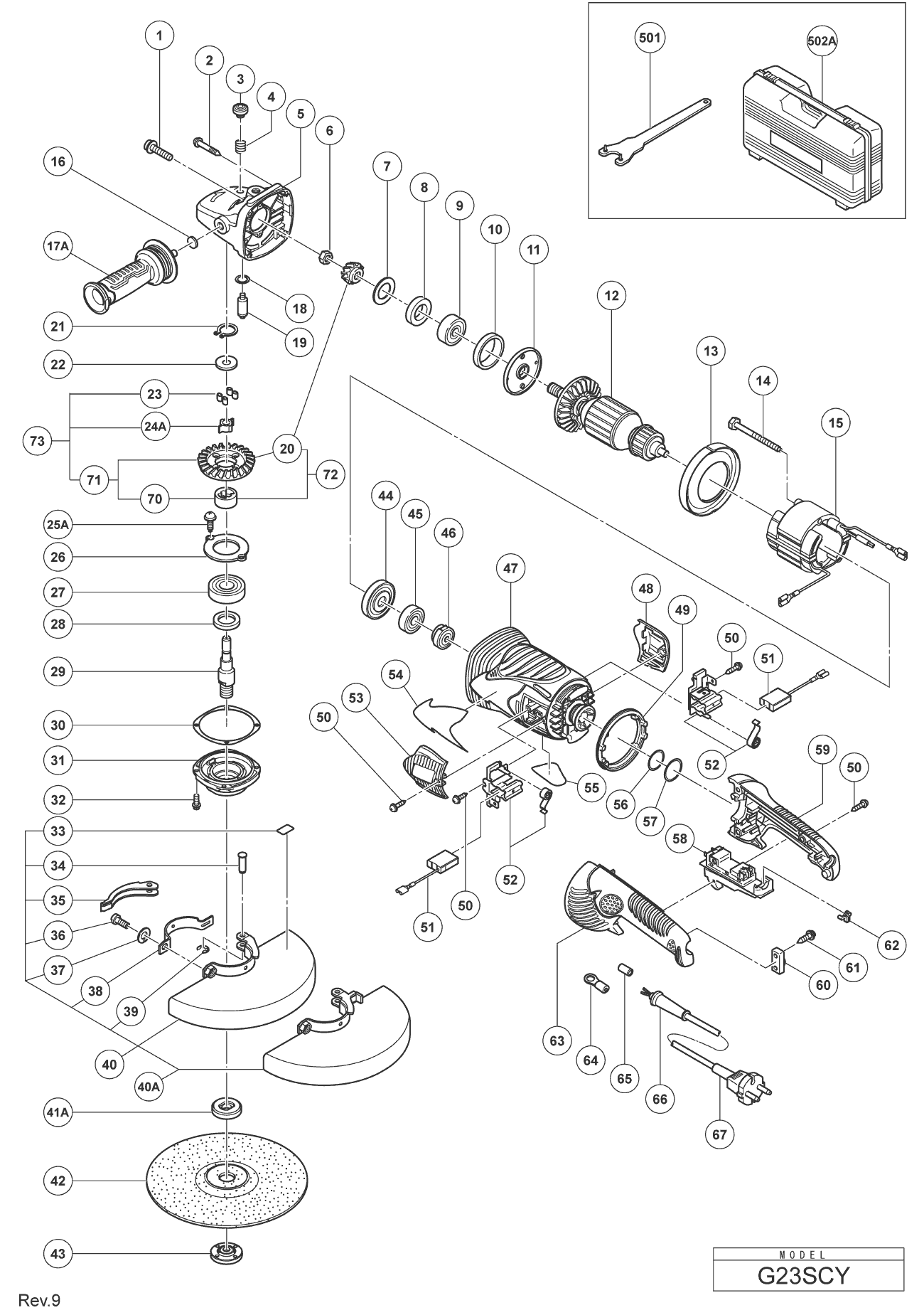 Угловая шлифовальная машина Hitachi G23SCY