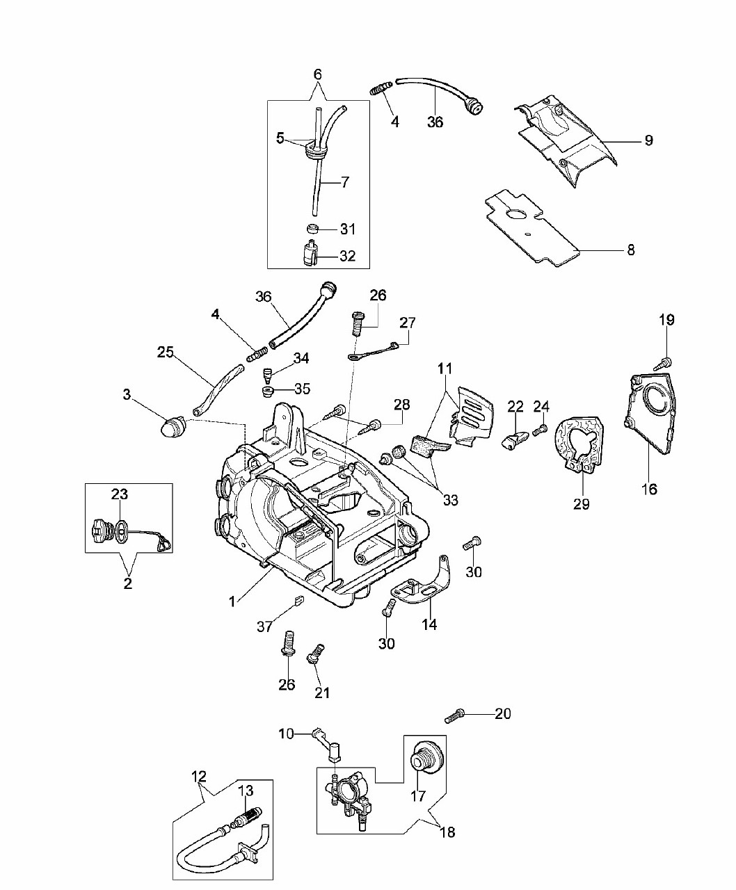 ЗАПЧАСТИ ДЛЯ ПИЛЫ ЦЕПНОЙ БЕНЗИНОВОЙ (БЕНЗОПИЛЫ) OLEO-MAC GS 260 (10,0, 3/8, 1.3) (АРТ. 5016-9011E1) (КАРТЕР)