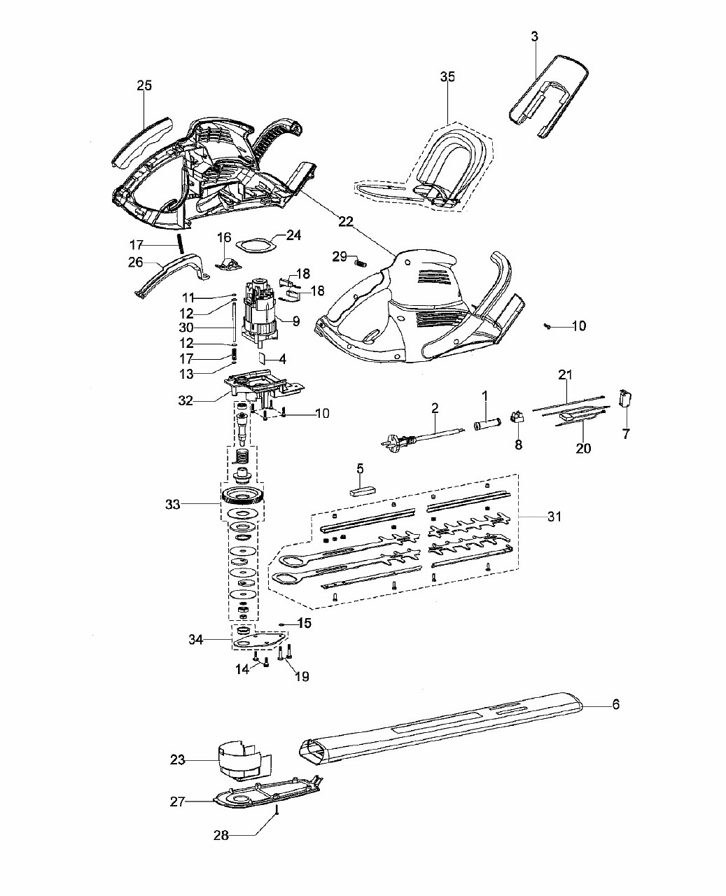 ЗАПЧАСТИ ДЛЯ КУСТОРЕЗА ЭЛЕКТРИЧЕСКОГО (ЭЛЕКТРОНОЖНИЦ) OLEO-MAC HC 600 E 0,6 КВТ (АРТ. 5802-9032)