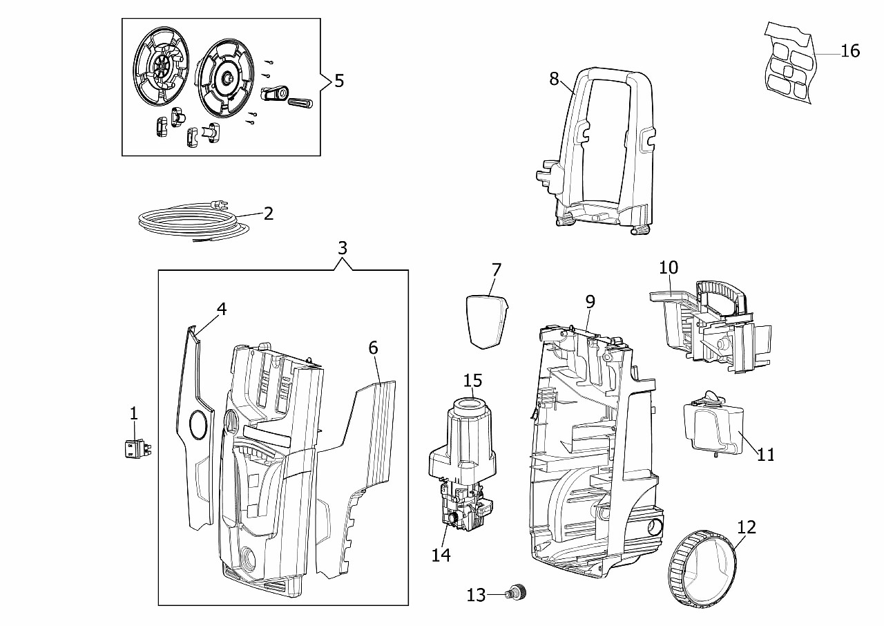 ЗАПЧАСТИ ДЛЯ АППАРАТА ВЫСОКОГО ДАВЛЕНИЯ OLEO-MAC PW 125 C (АРТ. 6850-9101) (КОРПУС)