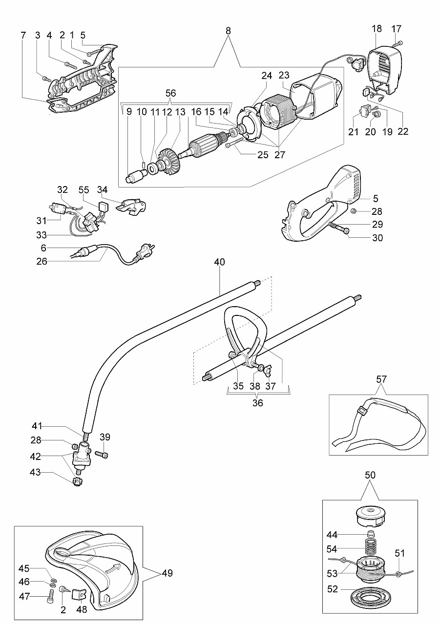 ЗАПЧАСТИ ДЛЯ ТРИММЕРА ЭЛЕКТРИЧЕСКОГО OLEO-MAC TR 130 E (АРТ. 4198-914)