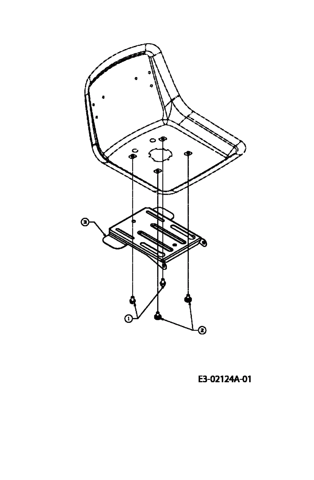 MTD Артикул 13DA450E600 (год выпуска 2004). Крепление сиденья