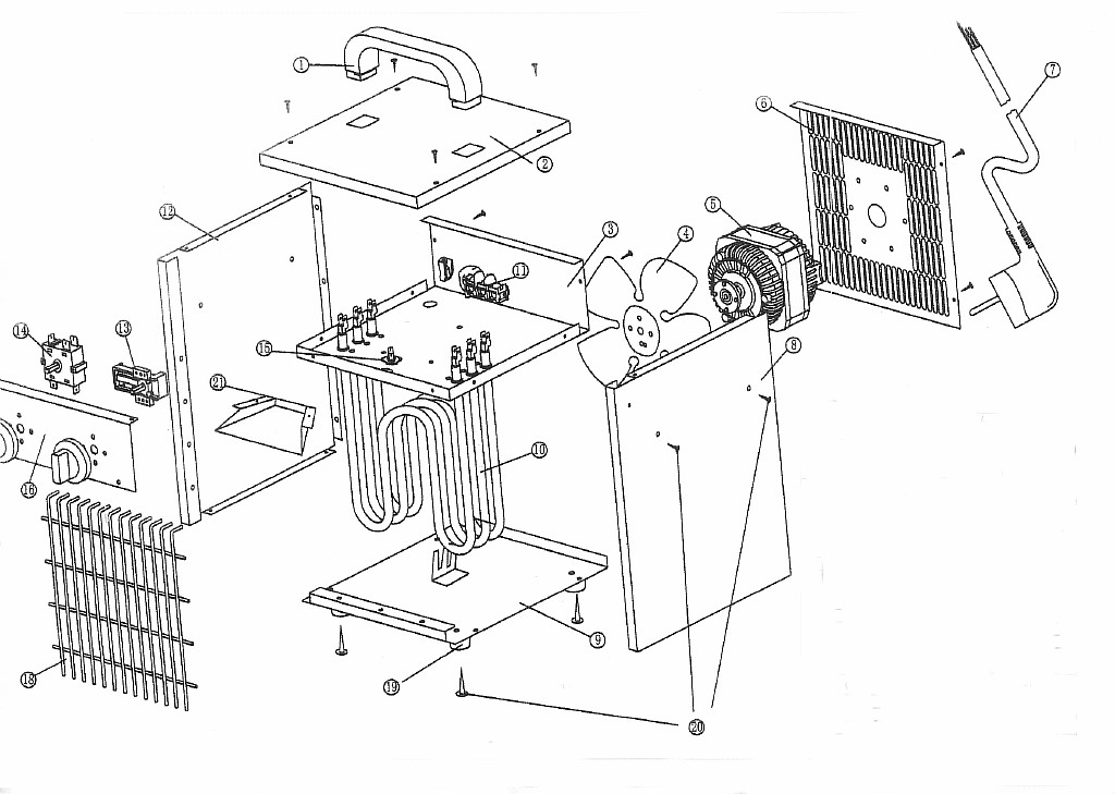 ЗАПЧАСТИ ДЛЯ НАГРЕВАТЕЛЯ ЭЛЕКТРИЧЕСКОГО (ТЕПЛОВЕНТИЛЯТОРА) FUBAG BORA 20M