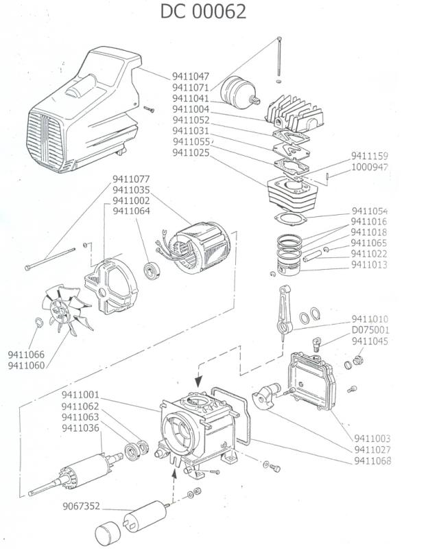 ЗАПЧАСТИ ДЛЯ КОМПРЕССОРА FUBAG DC 2,5/50 CM2,5 V230 (DCDV4G4KOA612 (DCDV4G4KOA095)) (ДЕТАЛИРОВКА БЛОКА ПОРШНЕВОГО)