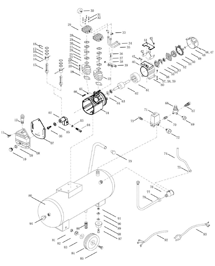 ЗАПЧАСТИ ДЛЯ КОМПРЕССОРА FUBAG VDC/50 CM3 V230 (45681878)