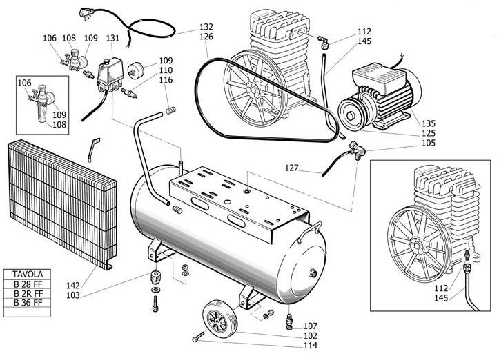 ЗАПЧАСТИ ДЛЯ КОМПРЕССОРА FUBAG B2800B/100H CM3 V230 (КАТАЛОГ ОБЩЕГО ВИДА)