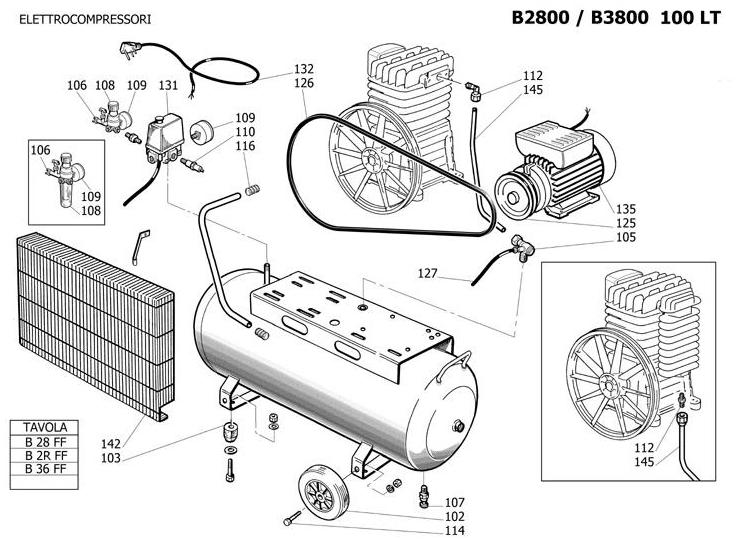 ЗАПЧАСТИ ДЛЯ КОМПРЕССОРА FUBAG B3800B/100H CT4 V400 (КАТАЛОГ ОБЩЕГО ВИДА)