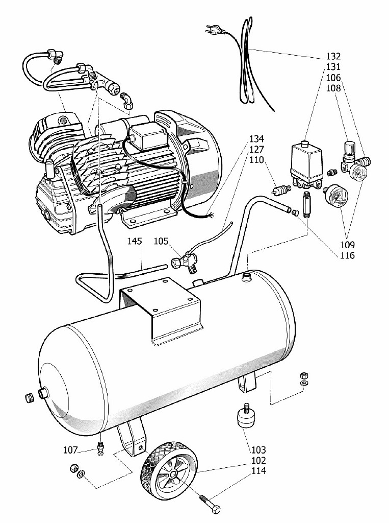 ЗАПЧАСТИ ДЛЯ КОМПРЕССОРА FUBAG VDC/50 CM3 3HP (КАТАЛОГ ОБЩЕГО ВИДА)