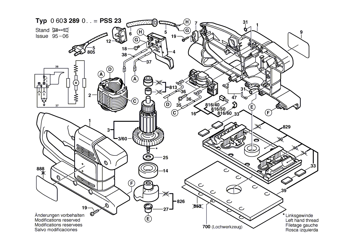 Для вибрационной шлифовальной машины Bosch PSS 23 230 V 0603289003, деталировка 1