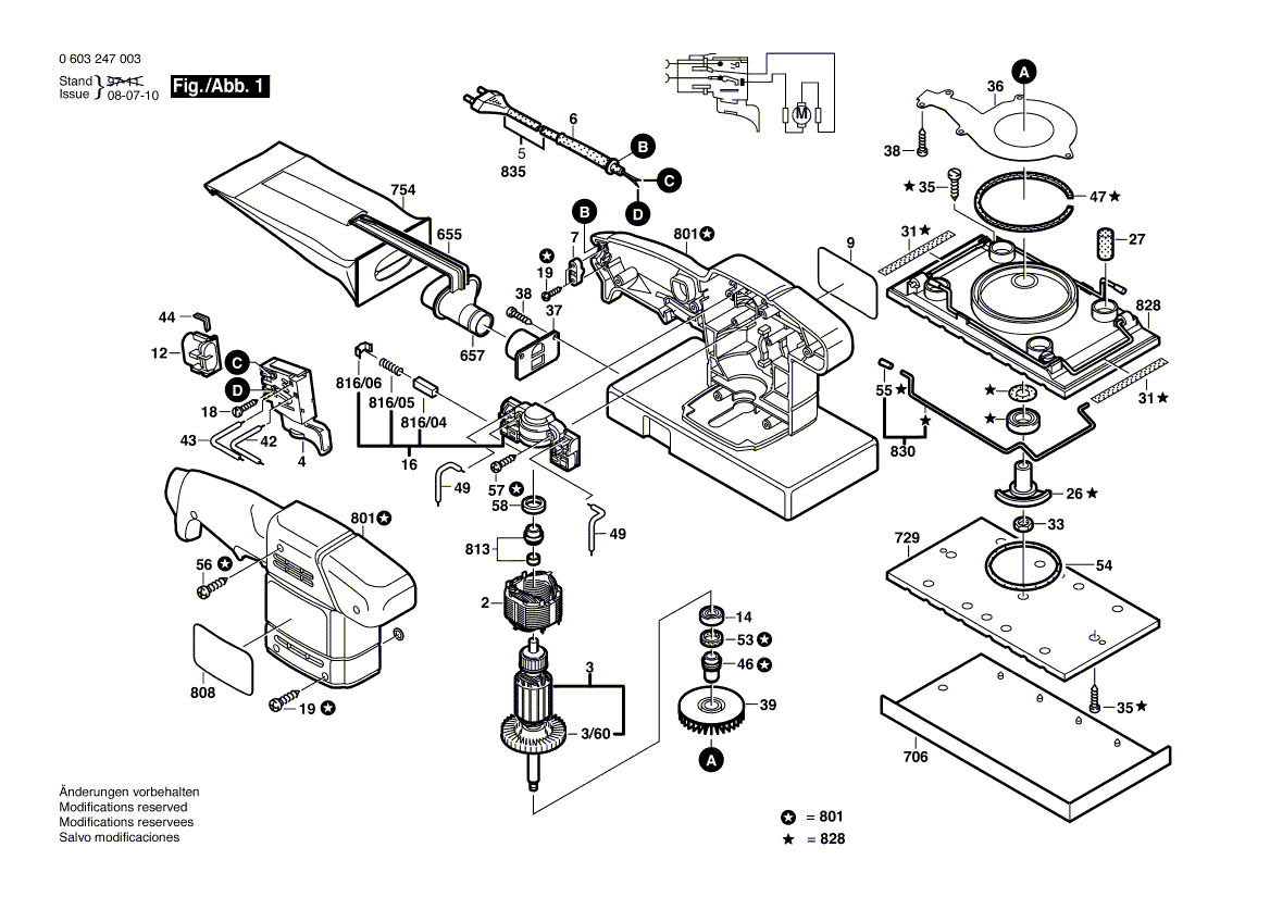 Для вибрационной шлифовальной машины Bosch PSS 23 A 230 V 0603247003, деталировка 1