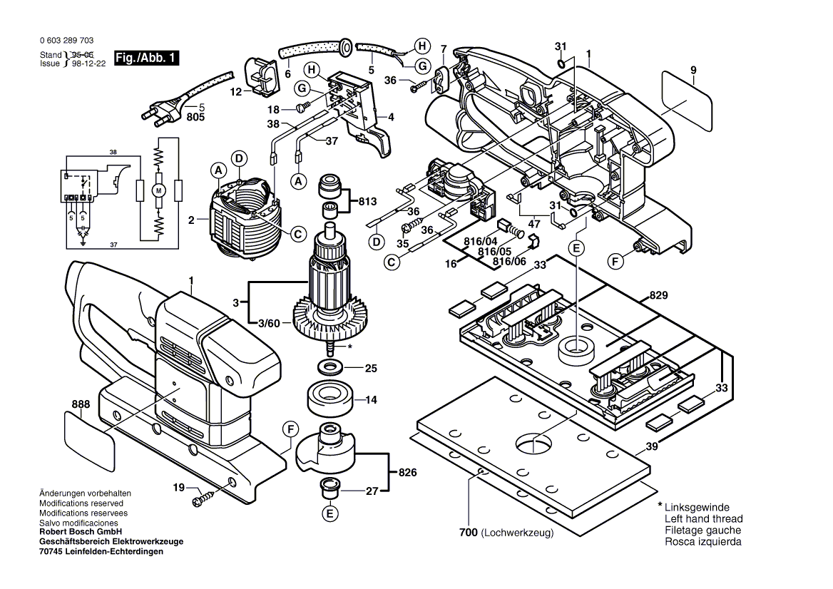 Для вибрационной шлифовальной машины Bosch PSS 23 E 230 V 0603289703, деталировка 1