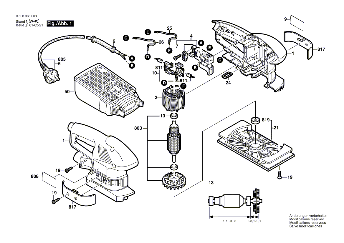 Для вибрационной шлифовальной машины Bosch PSS 240 A 230 V 0603368003, деталировка 1