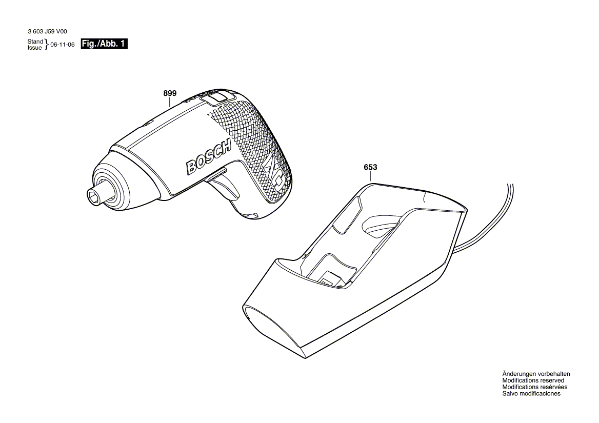Для аккумуляторного шуруповерта Bosch IXO 3.6 V 3603J59V00, деталировка 1