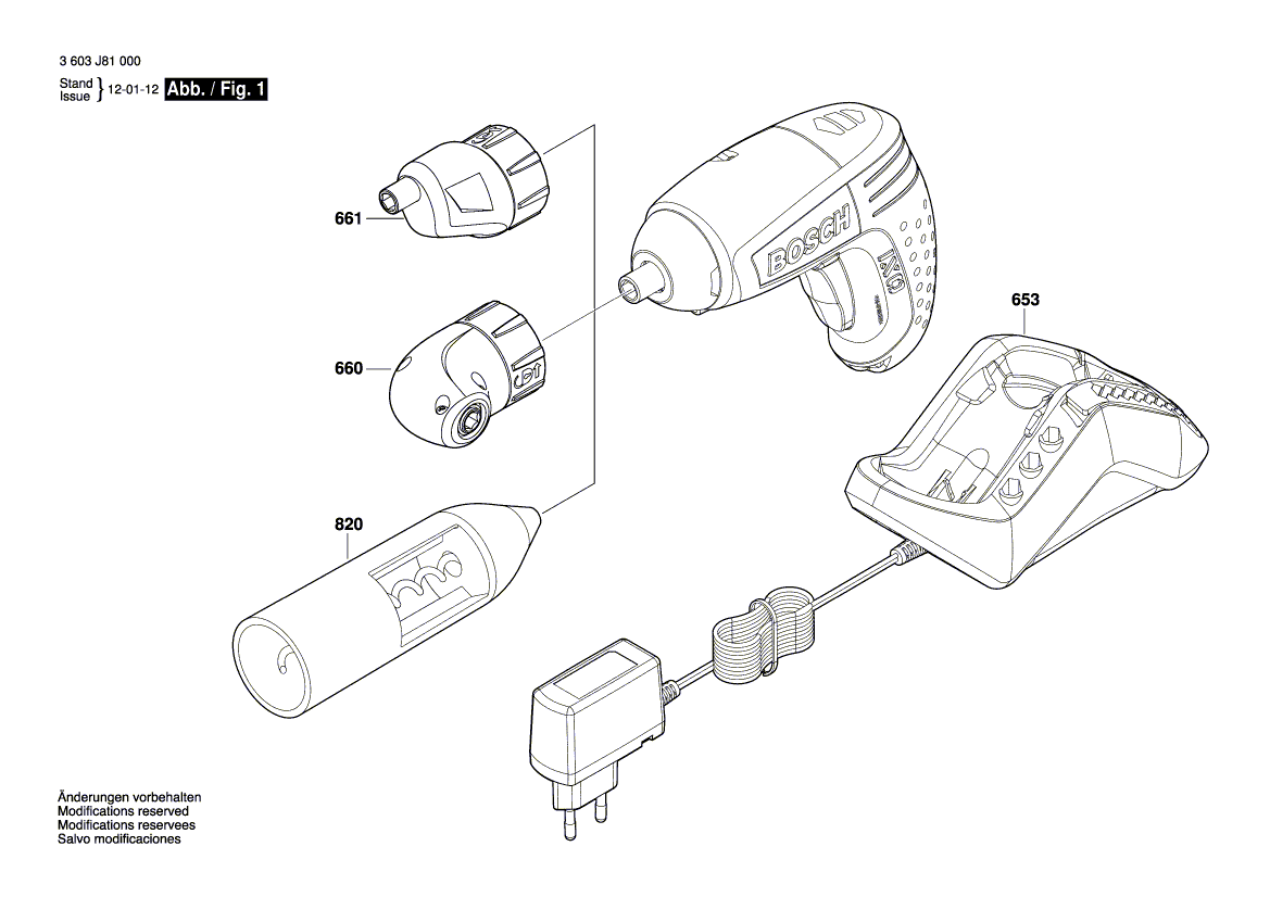 Для аккумуляторного шуруповерта Bosch IXO 4 3.6 V 3603J81000, деталировка 1