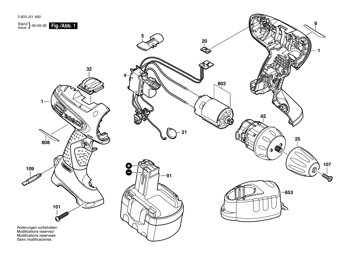 Для аккумуляторного шуруповерта Bosch PSR 14,4-2 14.4 V 3603J51400, деталировка 1