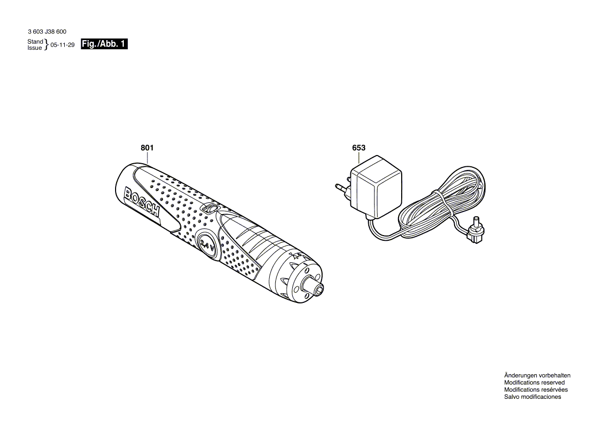 Для аккумуляторного шуруповерта Bosch PSR 2,4 V 2.4 V 3603J38600, деталировка 1