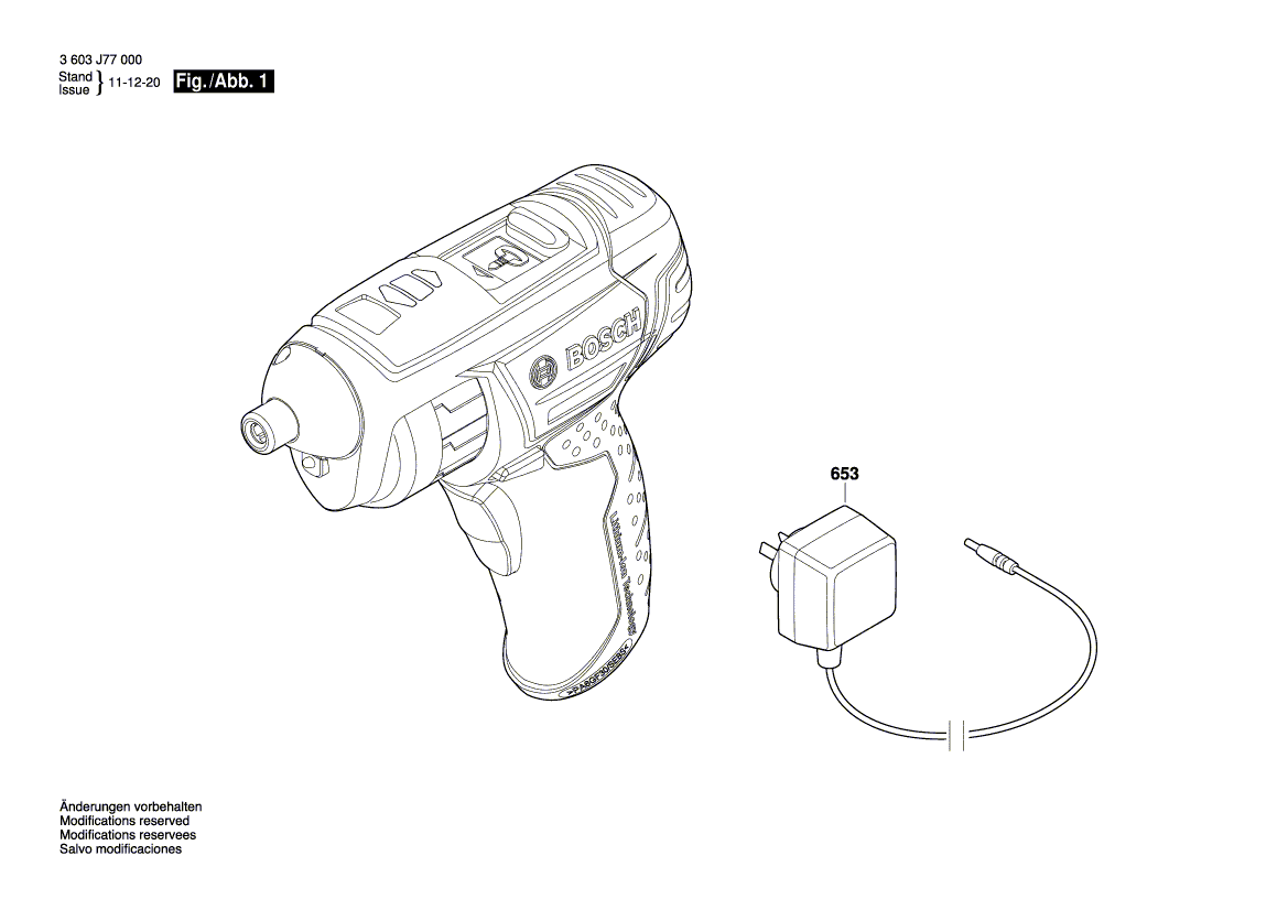 Для аккумуляторного шуруповерта Bosch PSR Select 3.6 V 3603J77000, деталировка 1