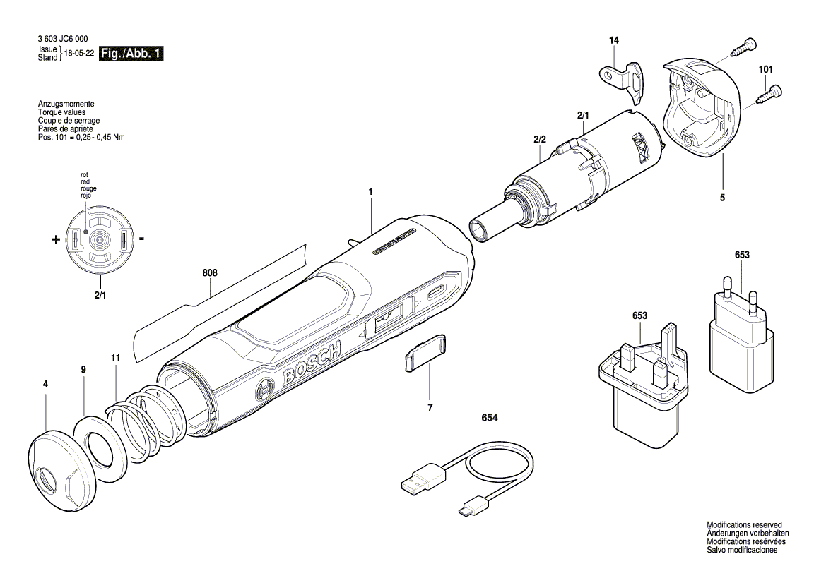 Для аккумуляторного шуруповерта Bosch PushDrive 3.6 V 3603JC6000, деталировка 1