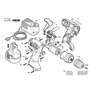 для аккумуляторной дрели Bosch PSR 960 9.6 V 0603944660, деталировка 1