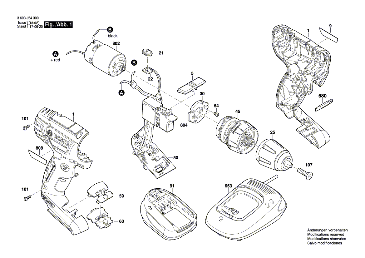 Для аккумуляторной дрели-шуруповерта Bosch PSR 14,4 LI 14.4 V 3603J54300, деталировка 1