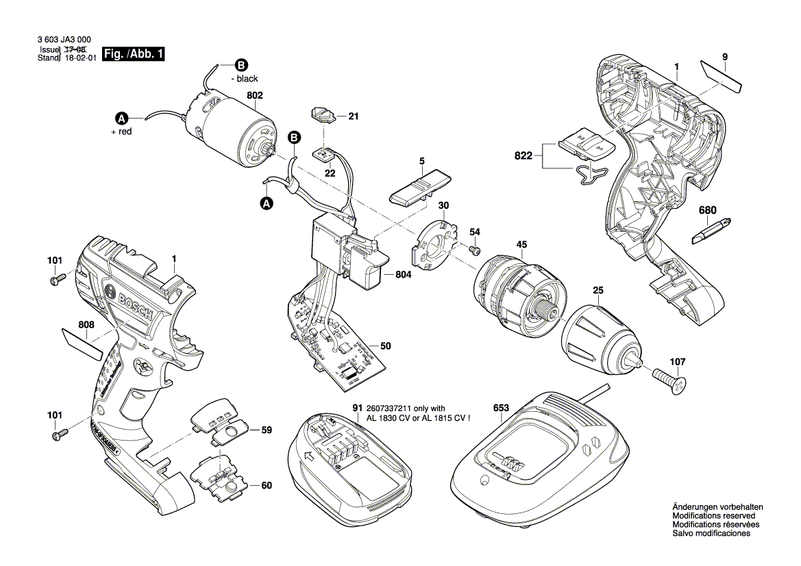 Для аккумуляторной дрели-шуруповерта Bosch PSR 1440 LI-2 14.4 V 3603JA3000, деталировка 1