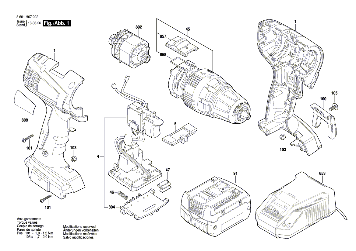 Для аккумуляторной ударной дрели Bosch BA 14-A COMPACT COMBI 14.4 V 3601H67002, деталировка 1