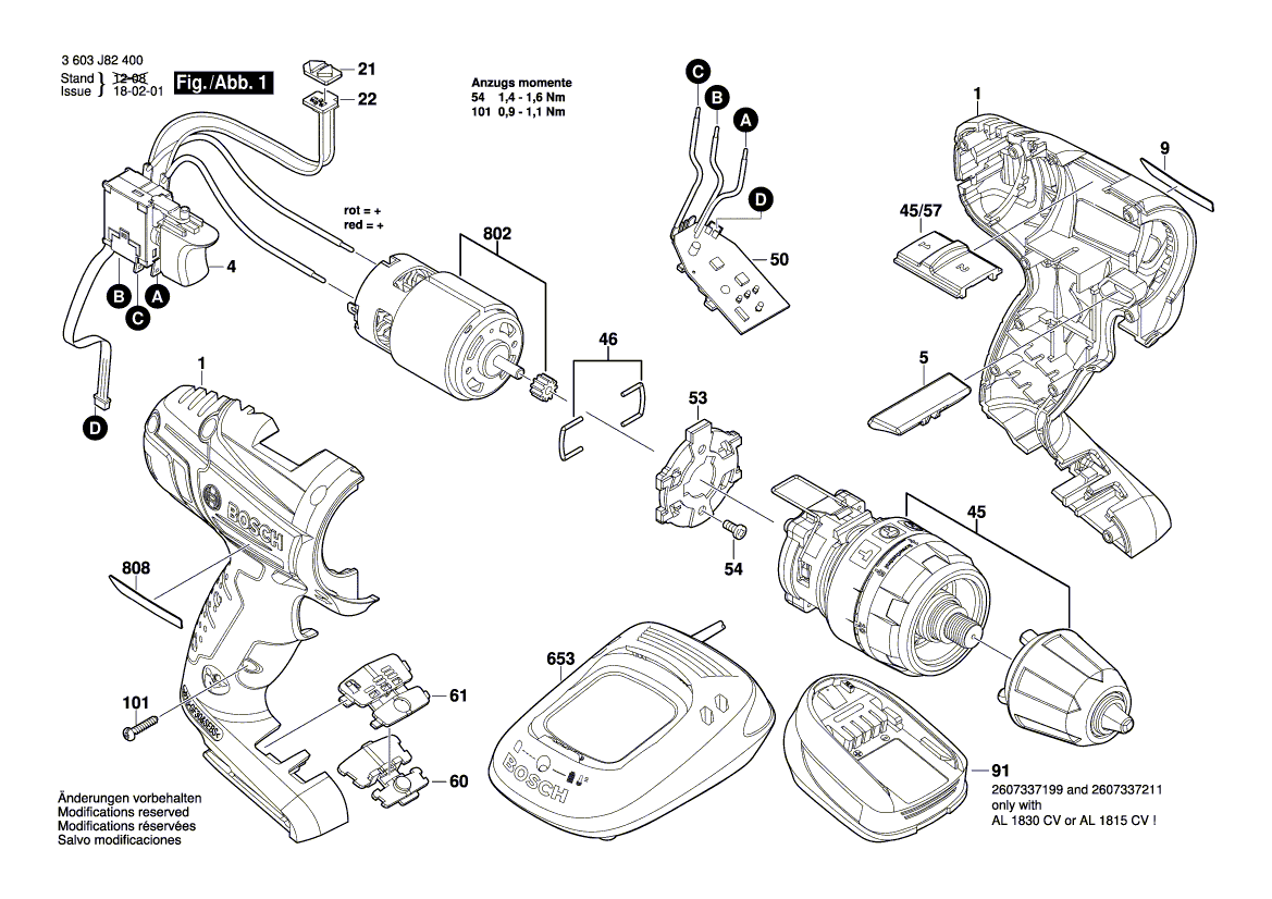 Для аккумуляторной ударной дрели Bosch PSB 14,4 LI-2 14.4 V 3603J82400, деталировка 1