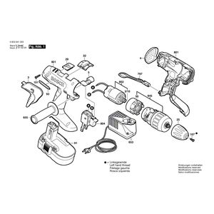 для аккумуляторной ударной дрели Bosch PSB 18 VE-2 18 V 0603941330, деталировка 1