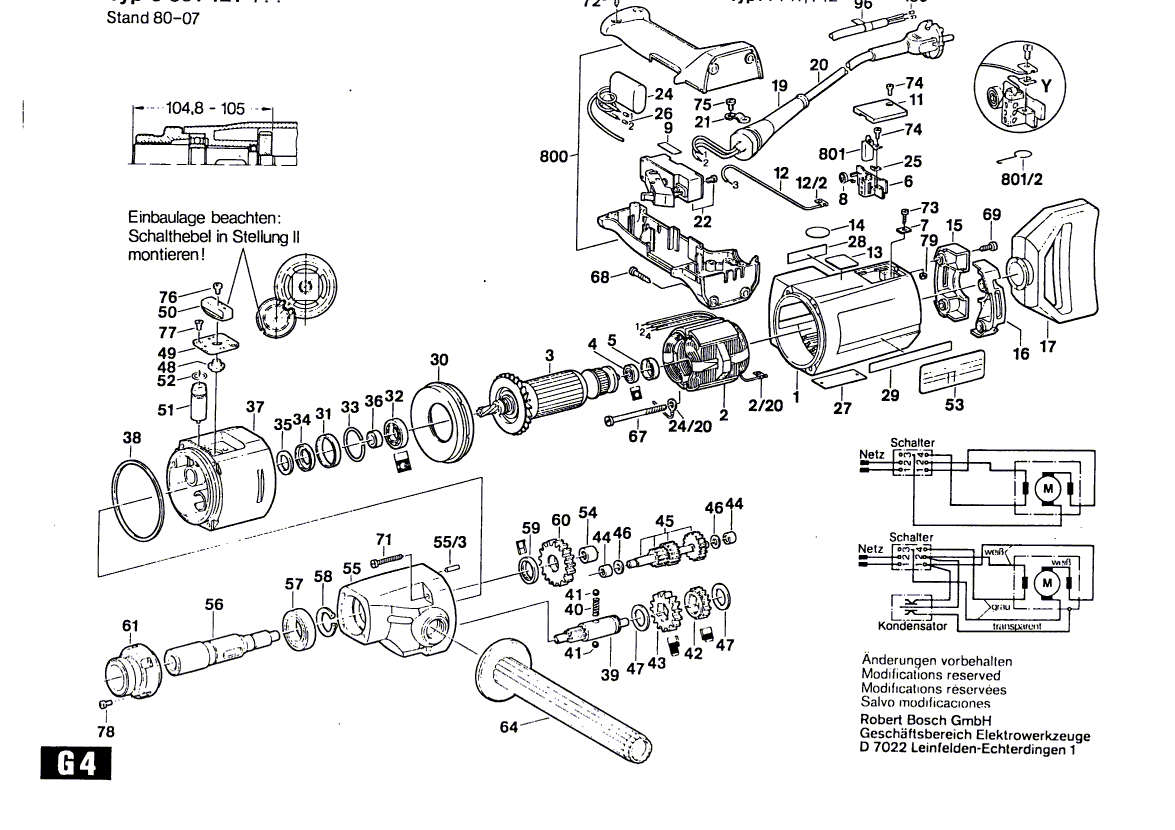 для дрели Bosch DRM 23/13 230 V 0601121703, деталировка 1